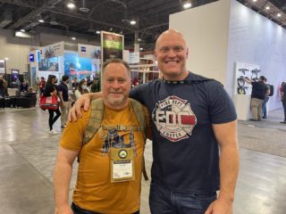 Ran into Jason Patton from @firedepartmentchronicles at SHOT. Super nice guy. Shocker, a firefighter that makes a good cup of coffee. #cerakote #applicatorhangout