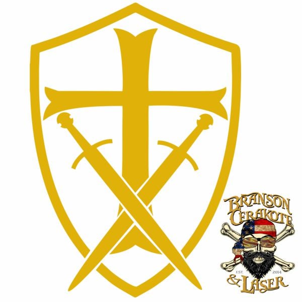 Crusader Cross, Shield, and Swords Stencil