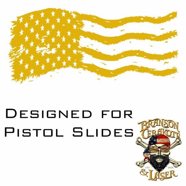 Tattered Waving American Flag Stencil | Pistol Slide