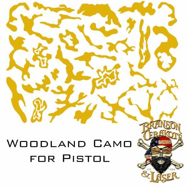 Woodland Camo Stencil | Pistol